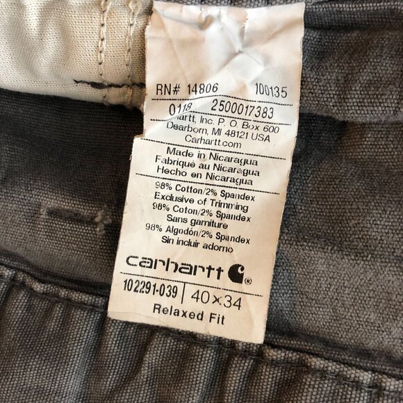 Carhartt Work Pant Relaxed Fit Rugged Flex Canvas Gray 102291 40x34 Actual 40x32 - Picture 10 of 10